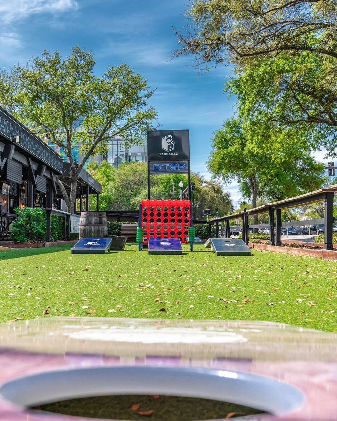 It&rsquo;s a beautiful day in #DTSP&mdash;Keep the #Localtopia fun going with us at #ParkRecDTSP today! 🏐🕹🍹