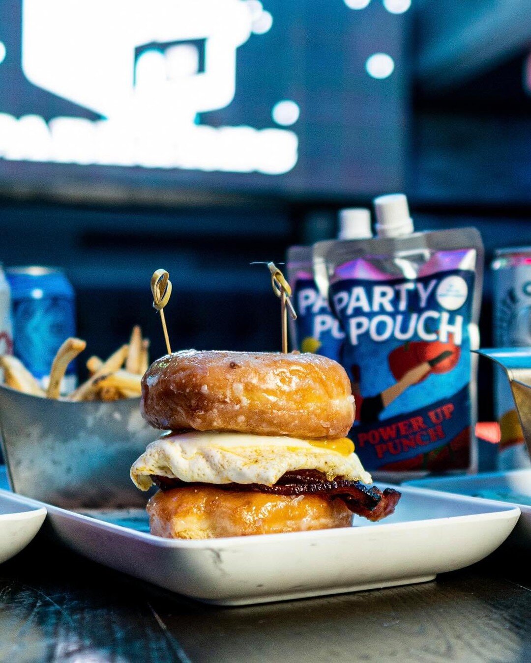 Bottomless liquid brunch with a side of Wake &amp; Bake&rsquo;n please! 🥂🍩🍔 #ParkRecTPA #YouthHasNoAge