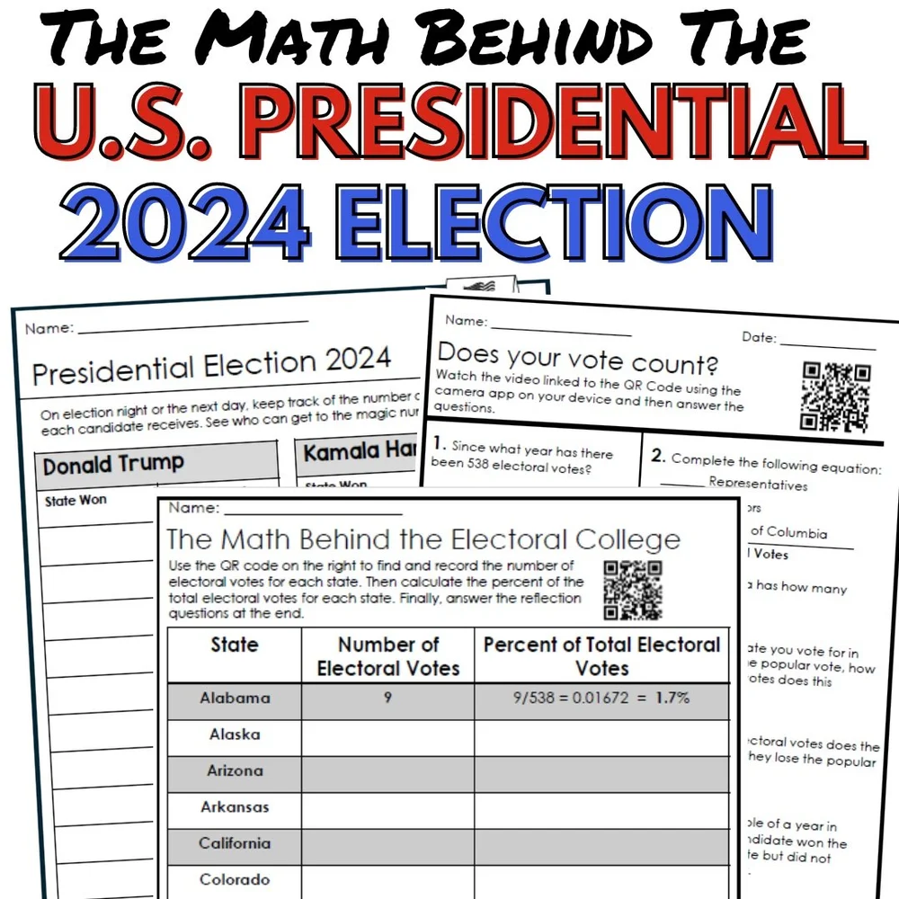 Election Math Presidential Election Middle School Math Activities — The Positive Math ...