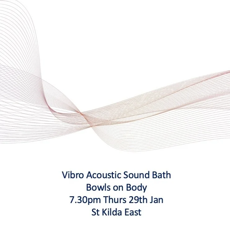 During this sound bath, therapeutic grade singing bowls are carefully placed on the body and gently played.  You can feel the sound as well as hear it.

The sounds help the brainwaves to slow down and enter relaxation mode. 
The vibrations travel thr