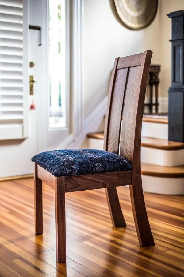 Alicia Dietz Studios, Alisha Deetz, Traditional and Contemporary Dining Chairs - Arched Back Walnut, Combining comfort and class, the arched-back chair is one that’s easy to sit in from appetizers to deserts. The gentle curve of the back legs and boo