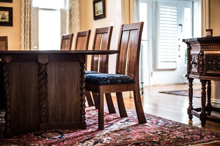 Alicia Dietz Studios, Alisha Deetz, Traditional and Contemporary Dining Chairs - Arched Back Walnut, Combining comfort and class, the arched-back chair is one that’s easy to sit in from appetizers to deserts. The gentle curve of the back legs and boo