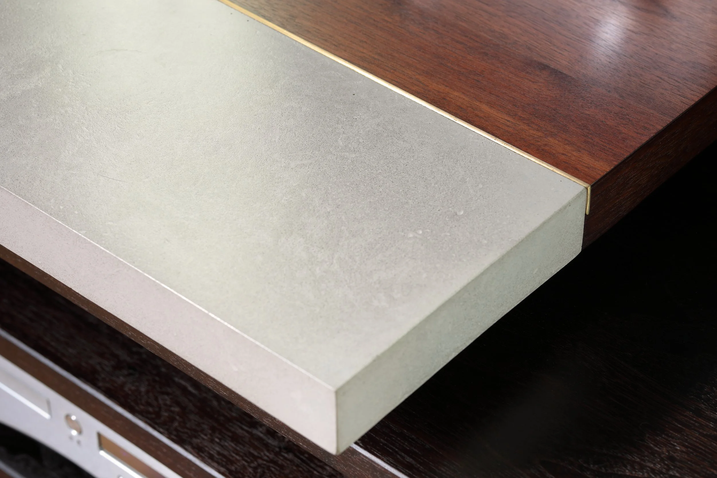 Urban Contemporary Audio Console and media cabinet perfect for the sound mixer, record lover, or musician in your house. Bespoke furniture cabinet perfect for spinning your vinyl records in your chic, urban living room. Custom ultra high performance 