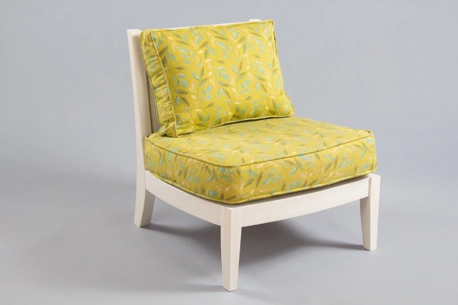 Custom Carved Wood Accent Sitting Chair. The low and wide profile of this reading chair allows you to kick back and snuggle up with a good book on a lazy Sunday morning. Coopered back panels give the backrest a subtle and comfortable curve. The work 