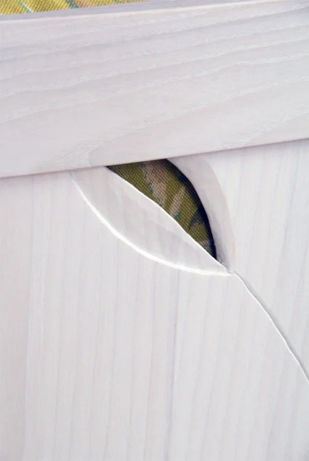 Custom Carved Wood Accent Sitting Chair. The low and wide profile of this reading chair allows you to kick back and snuggle up with a good book on a lazy Sunday morning. Coopered back panels give the backrest a subtle and comfortable curve. The work 