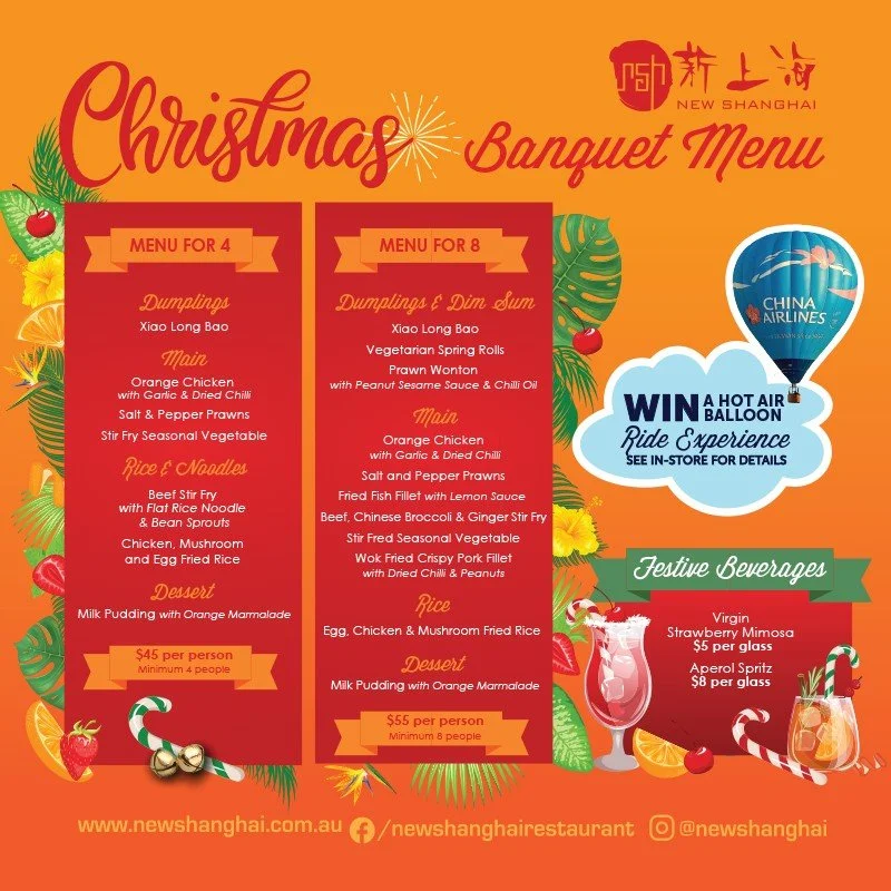 New Shanghai Melbourne Central Christmas Banquet Menu