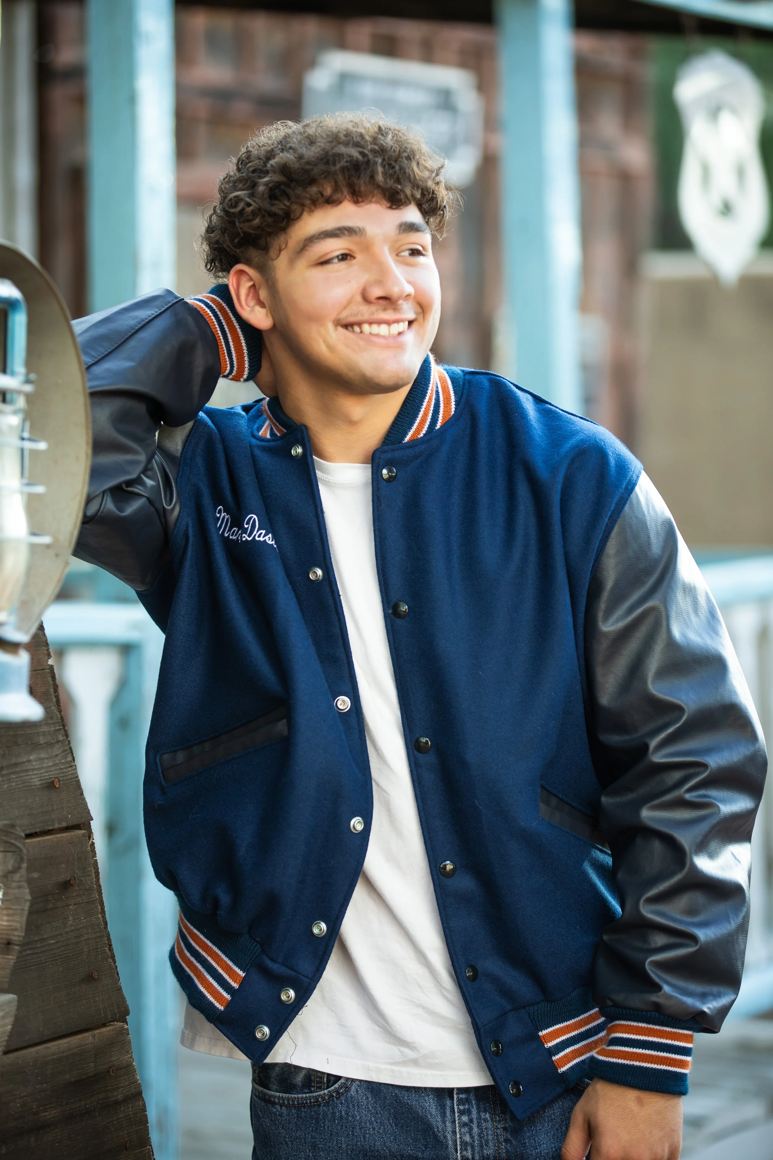 letterman jacket senior photos
