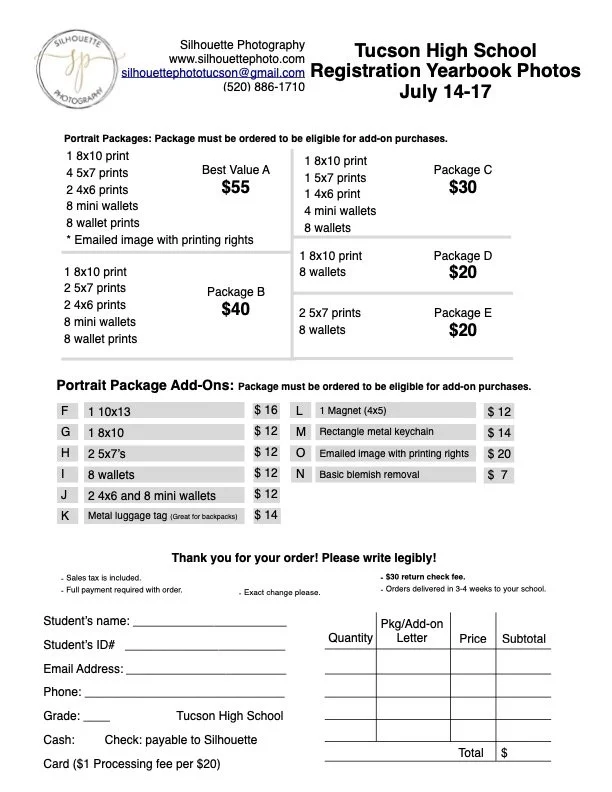 Tucson High School Registraton Order Form .jpg