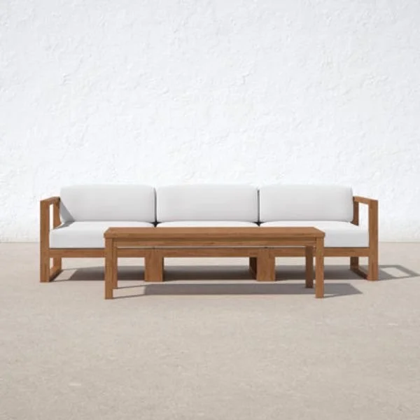 Outdoor Patio Teak Wood 2-Piece Furniture Set