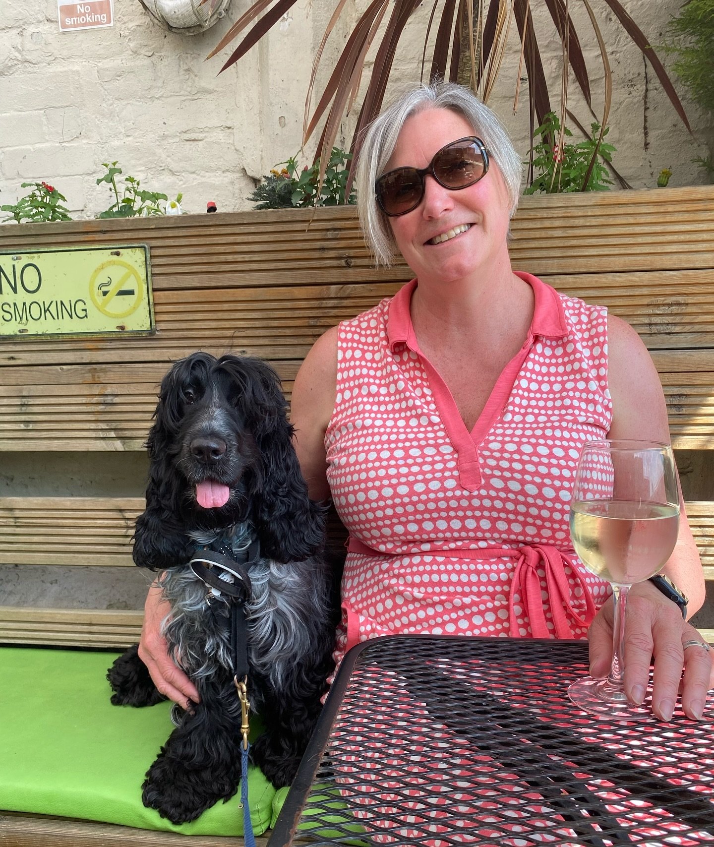 Some drinks in the sun around Wapping with my fur baby @i.am.pepper.the.cocker.spaniel (and Mike) after dropping my youngest baby at school for his year 6 residential. 

Emotional Mum as we&rsquo;re soon to be moving on from our lovely primary school