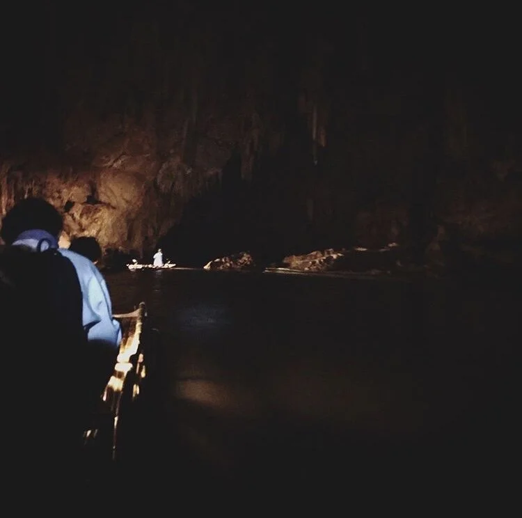 Riding Bamboo Canoes in the Cave Water