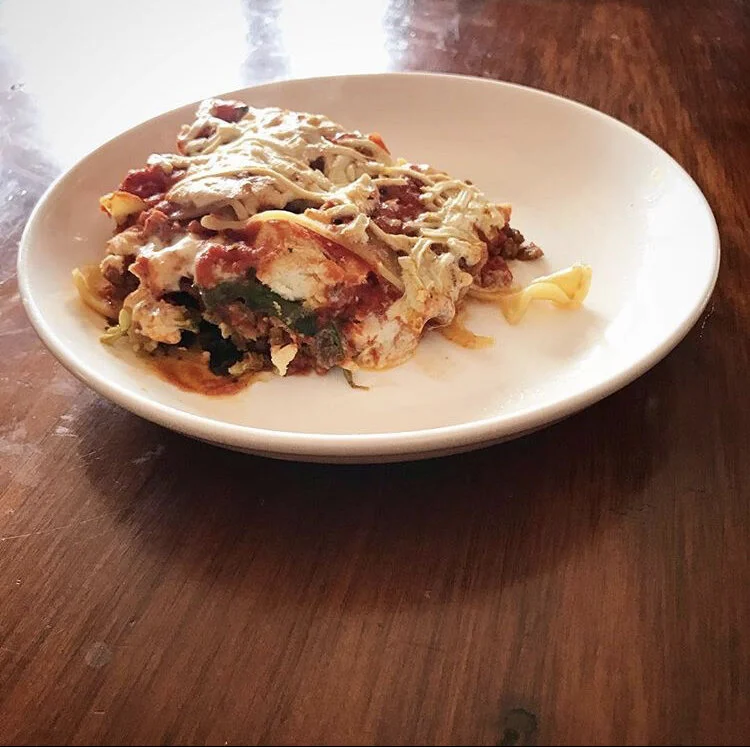 Vegan Lasagna - Broccoli, Spinach, Vegan Mozzarella, Vegan Ricotta, & Homemade Pasta sauce 