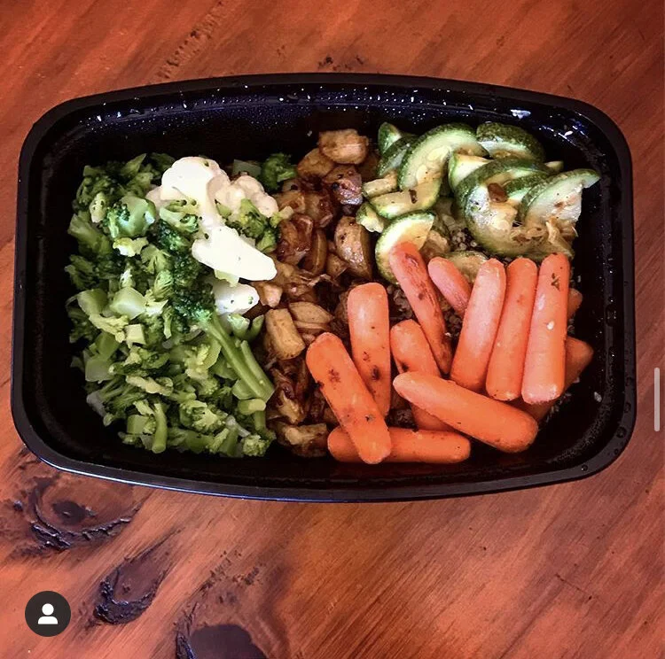 Vegetable Medley #2 - Roasted  Carrots, steamed Broccoli & Cauliflower, russet potatoes with house seasoning, quinoa, & sliced zucchini roasted in grape seed oil topped with fresh pepper