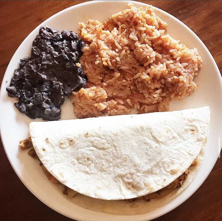 Avocado, soyrizo, egg, potato, salsa, with mexican rice & beans