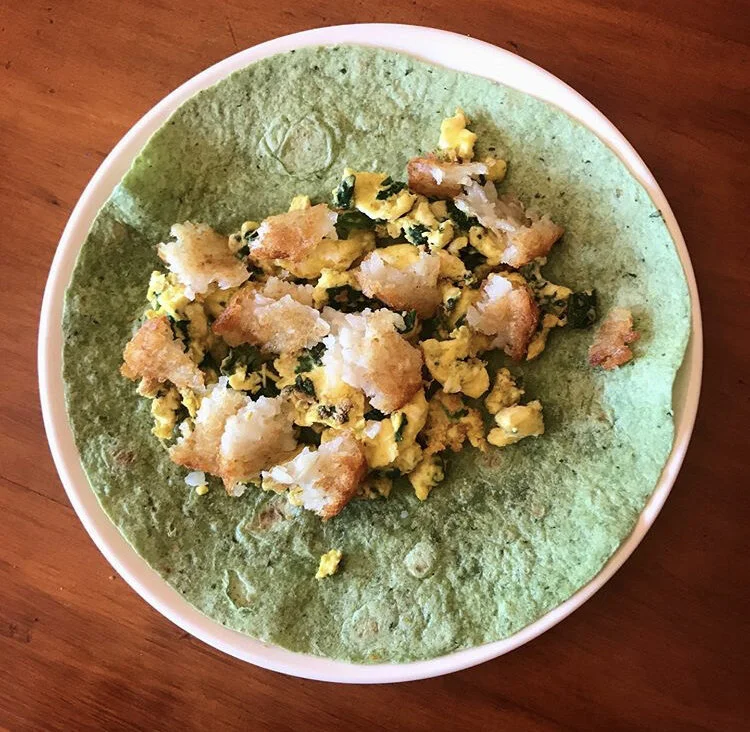 Spinach Wraps, with potato, egg, and spinach