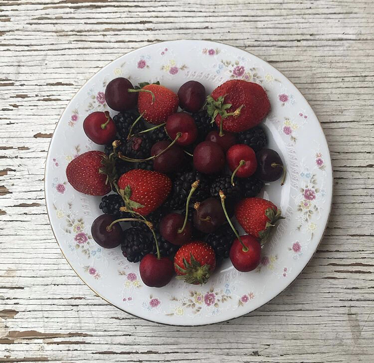 cherries, blackberries, strawberries 