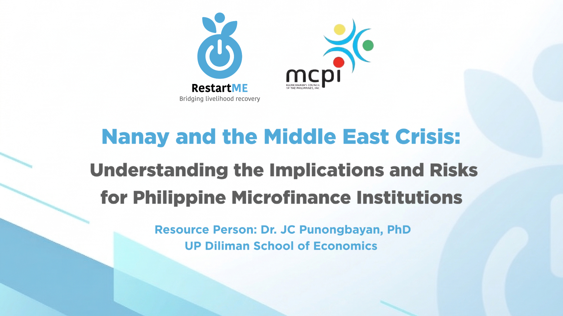 Restart Me, in Partnership with MCPI, Hosts Industry Briefing on the US-Iran War and Its Implications for Philippine Microfinance