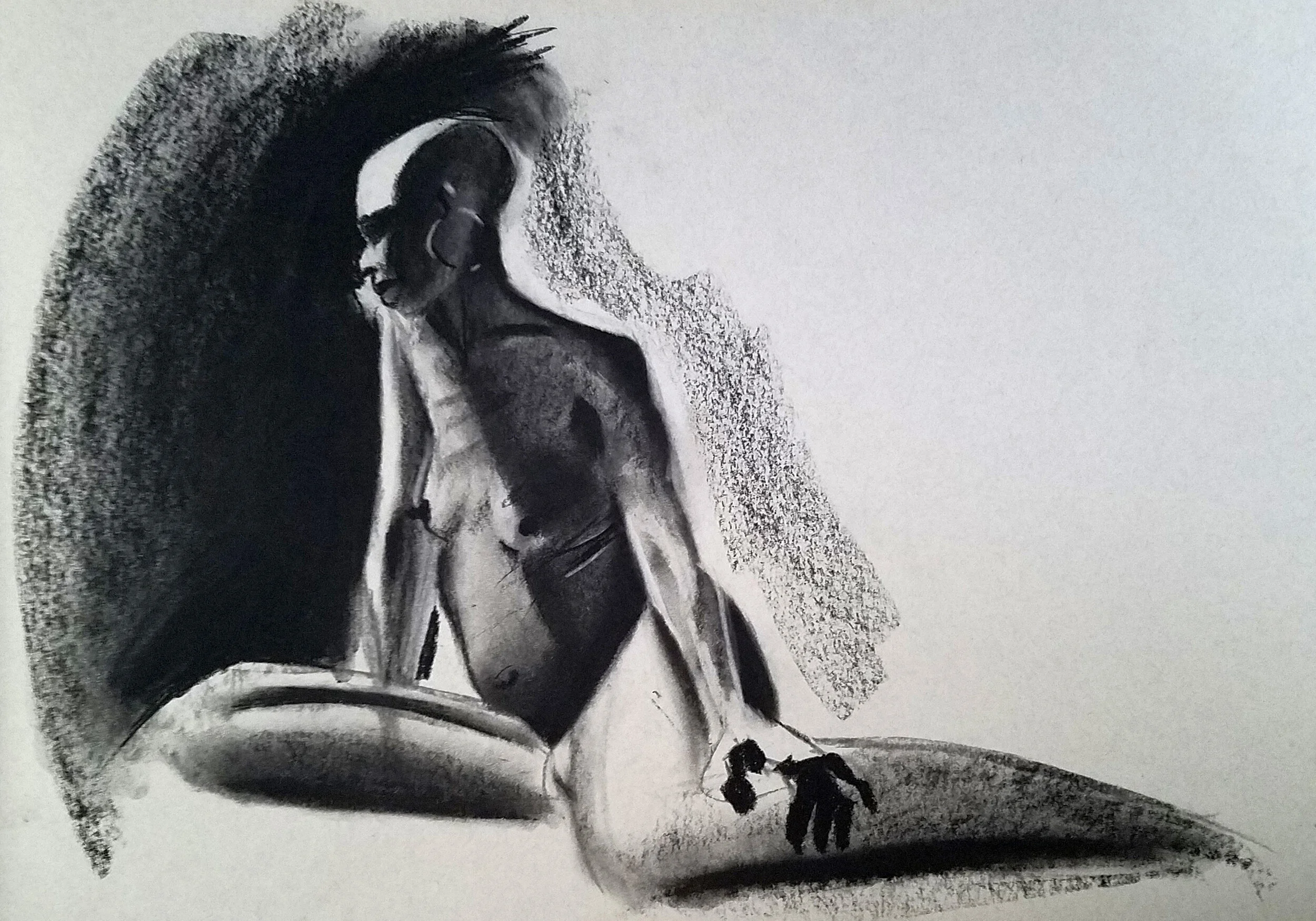 18 x 24 Woman extended, charcoal