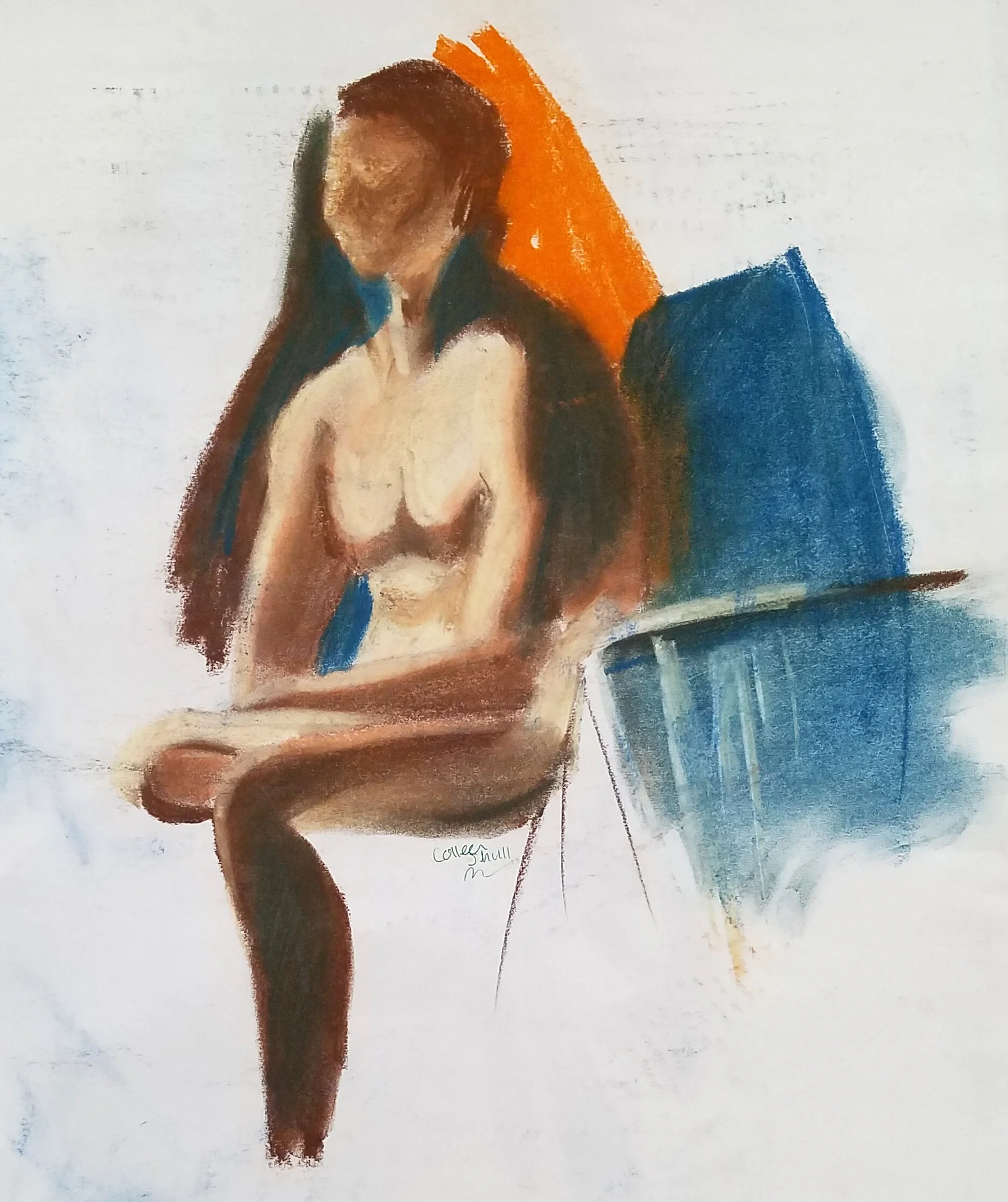 18 x 24 Man in color, pastel charoal