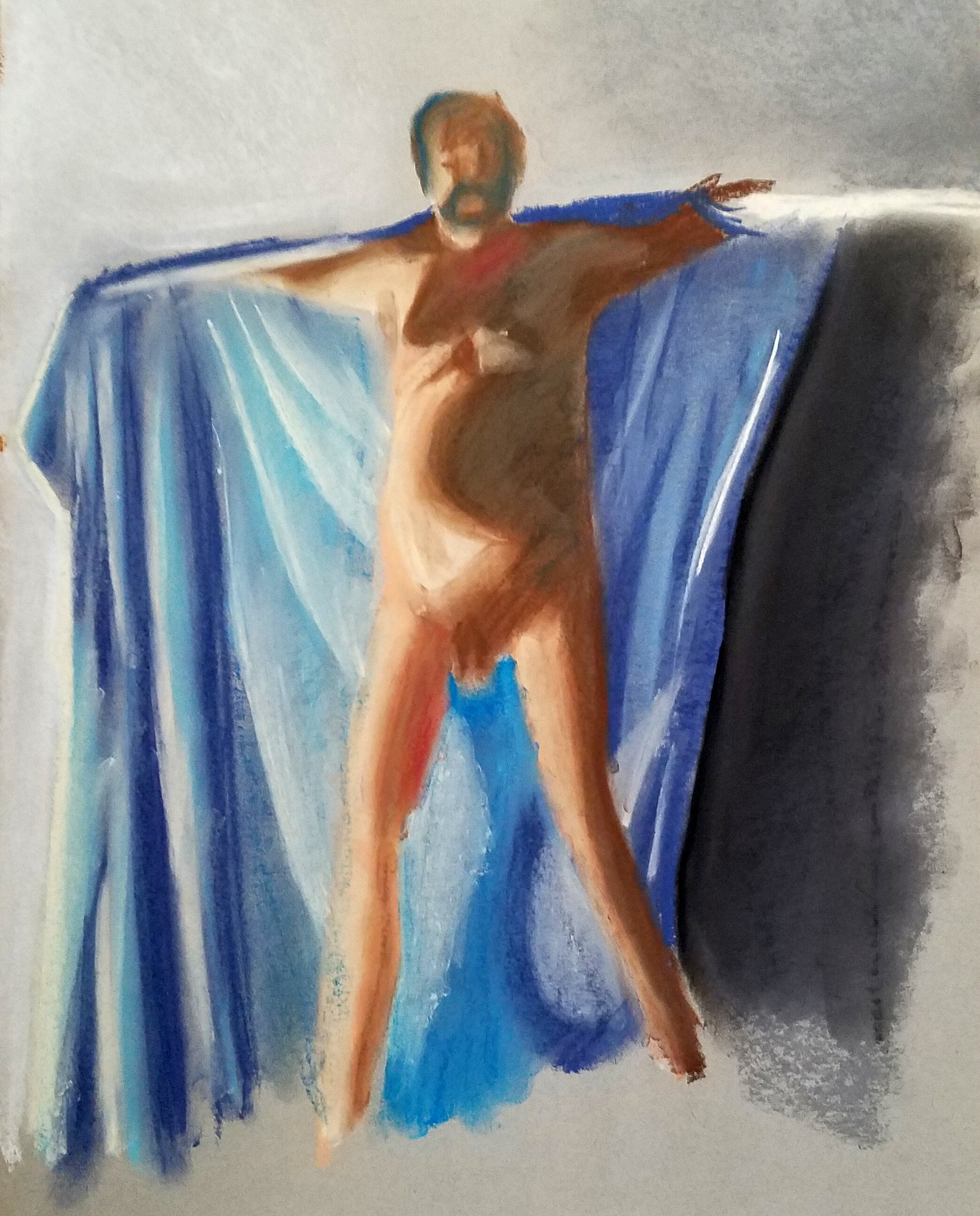 18 x 24 Tee-Posing, pastel charcoal