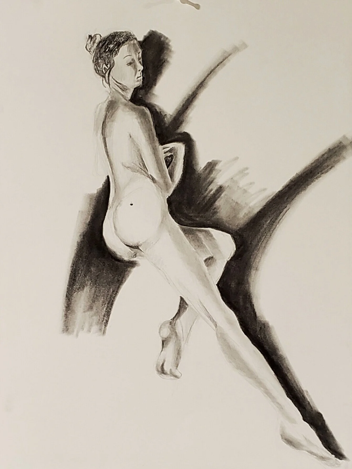 18 x 24 Jambe, Charcoal and Graphite
