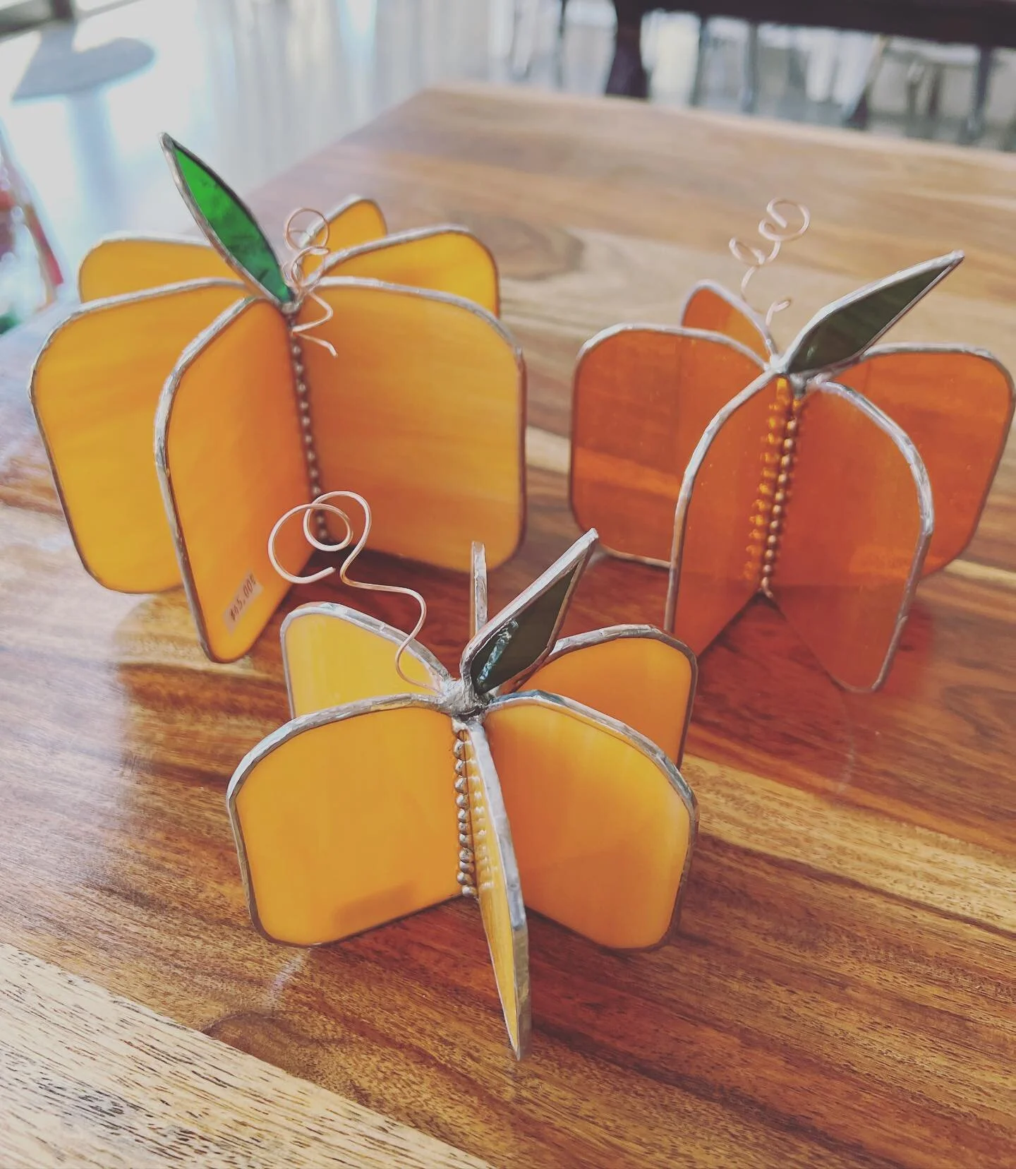 Stained glass pumpkins have arrived along with several other beautiful new pieces. Hand-made in Maple Valley.  Also, succulents, Lake Sawyer doormats and more! We&rsquo;re open on Wednesday 8:30 AM- 5 PM.  #giftideas #stainedglassart #succulents #lak