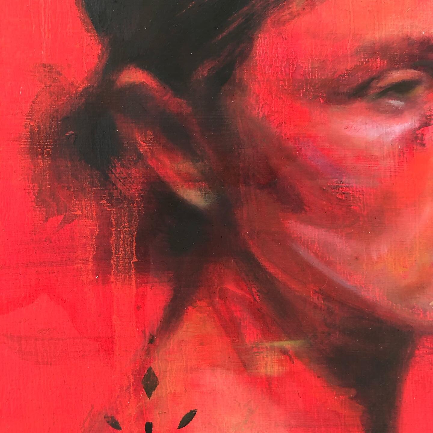 Close-up detail of WIP Dragonfly II #oilpainting #contemporaryart #contemporarypainting #art #artistsoninstagram #painting #paintingsofinstagram #fineart #wash #red