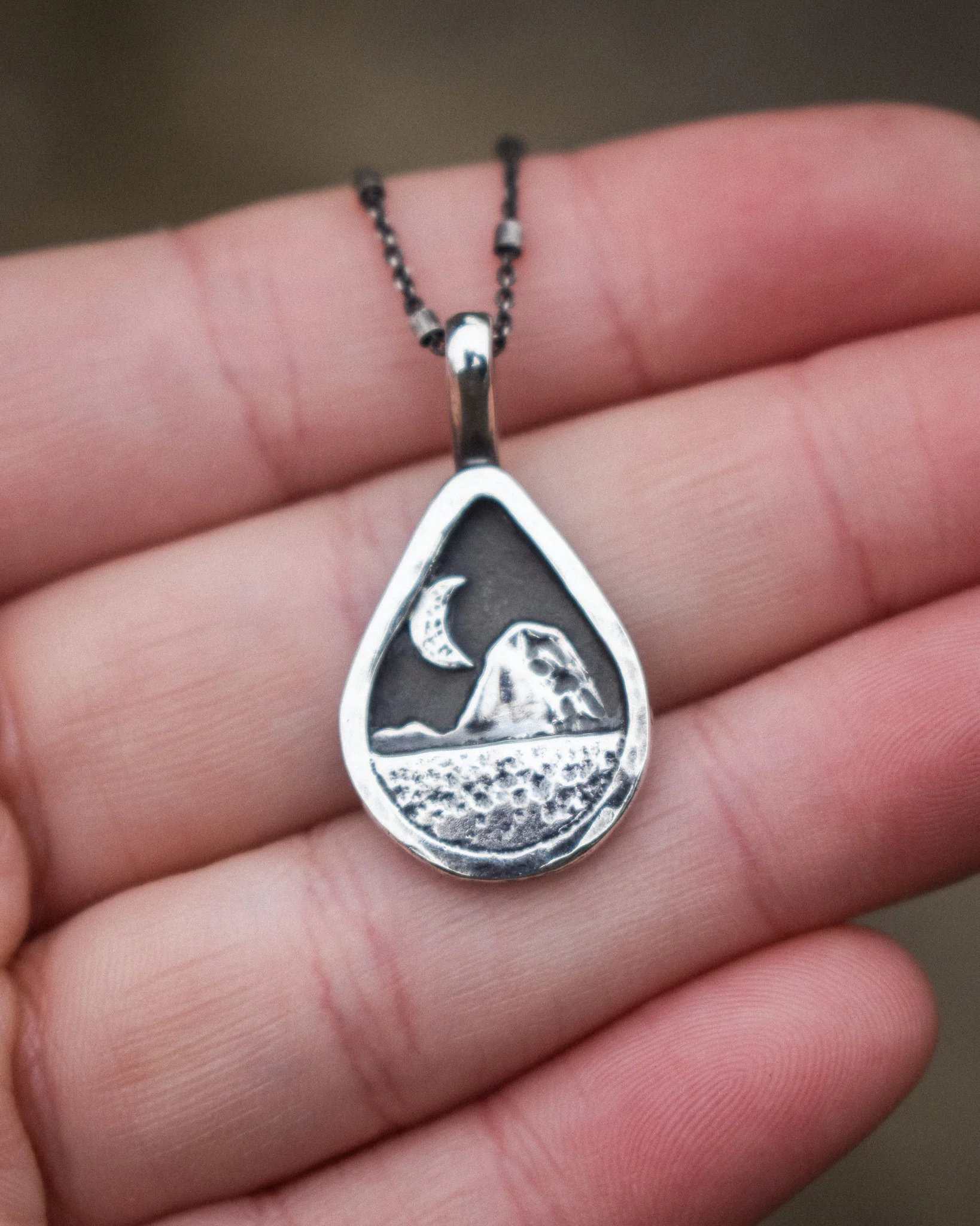 Teardrop Haystack Rock Miniscape Pendant