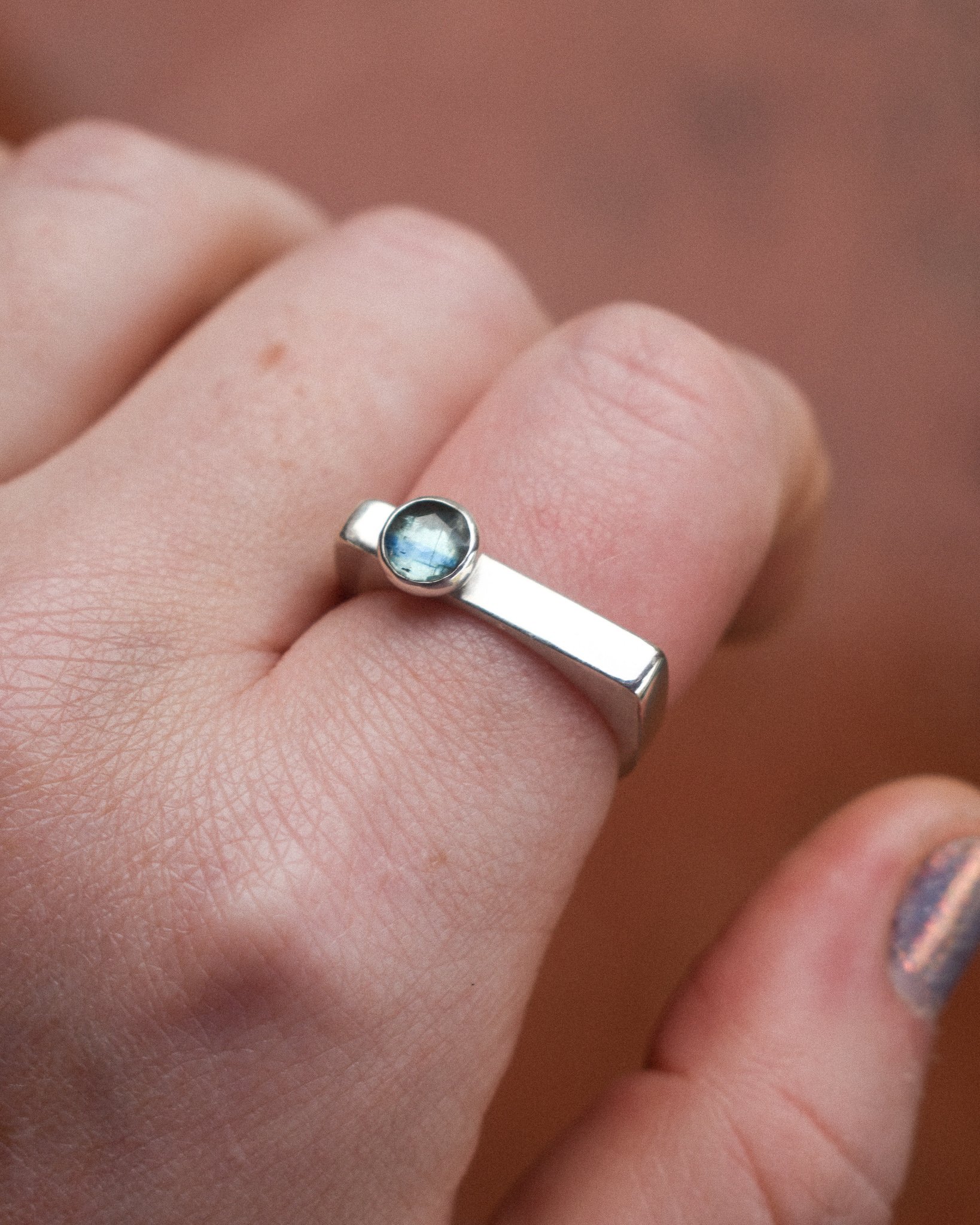 Bicolor Kyanite Signet Ring Size 9