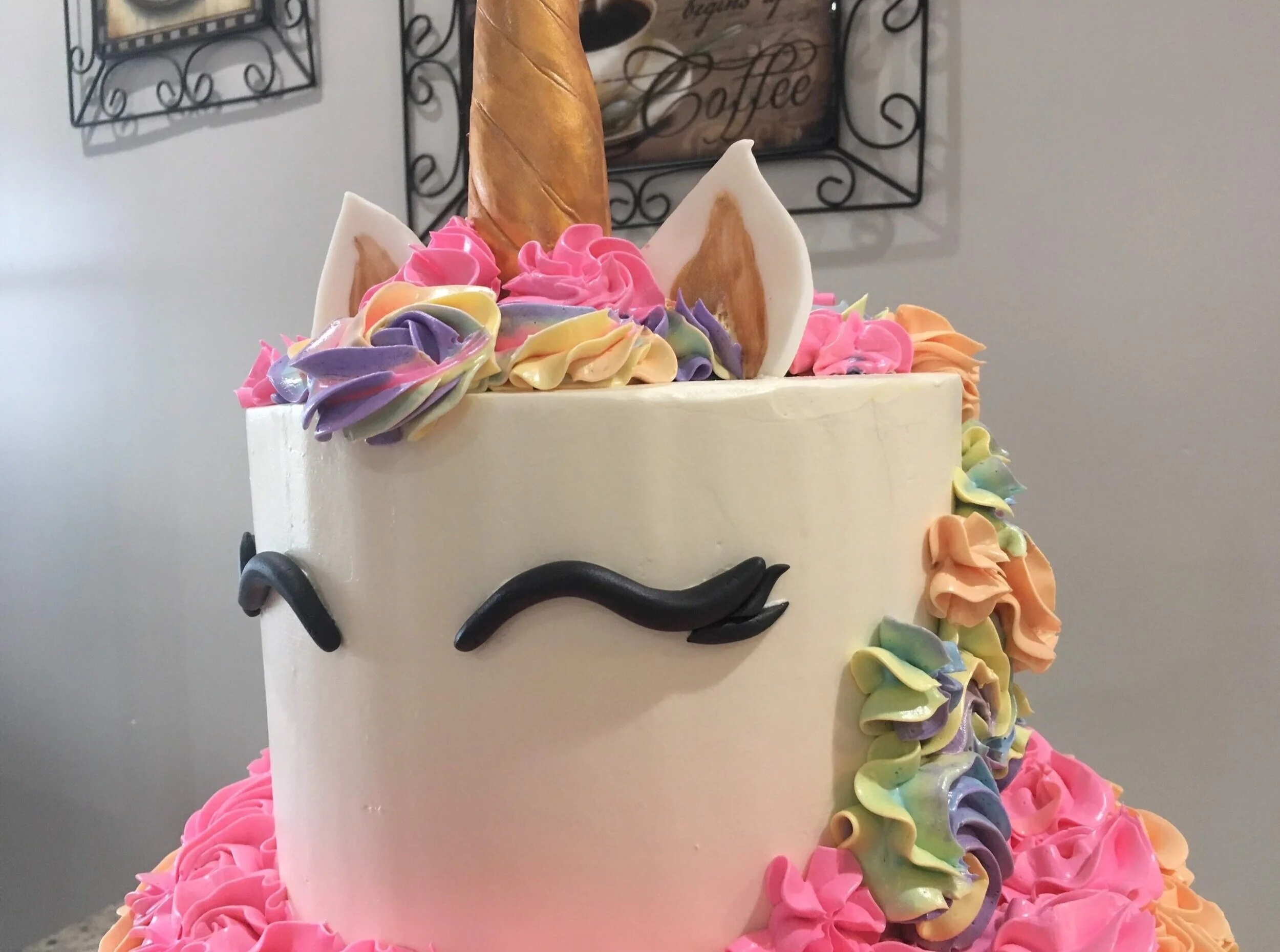 2 Tier Rainbow Unicorn Birthday Cake 