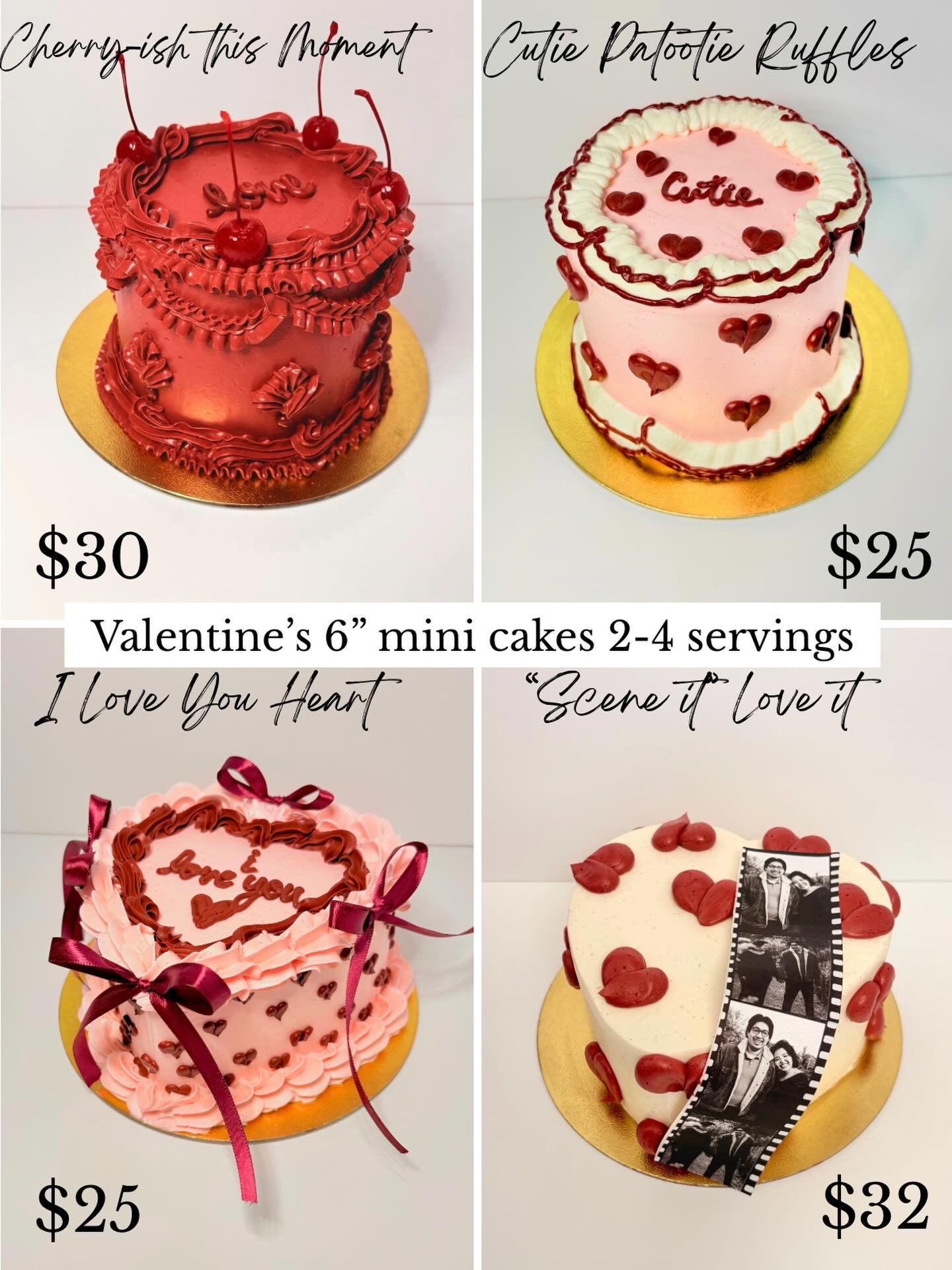 Valentine&rsquo;s Day Cakes are live, go check out my website to place an order! ❤️
 
Website link is on my bio! Last day to order is February 9th! 

6&rdquo; mini Valentine&rsquo;s Day cakes: .
-Cherry-ish this Moment 🍒
-Cutie Patootie Ruffles 🩷
-