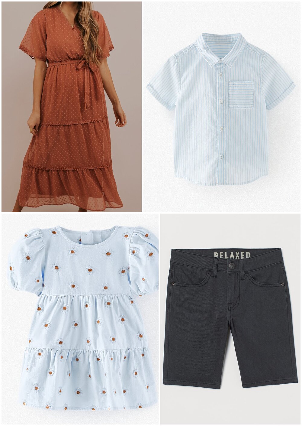  Dress:  Roolee  Girls Dress:  Zara  Boy’s shirt:  Zara  Shorts: h&amp;M 