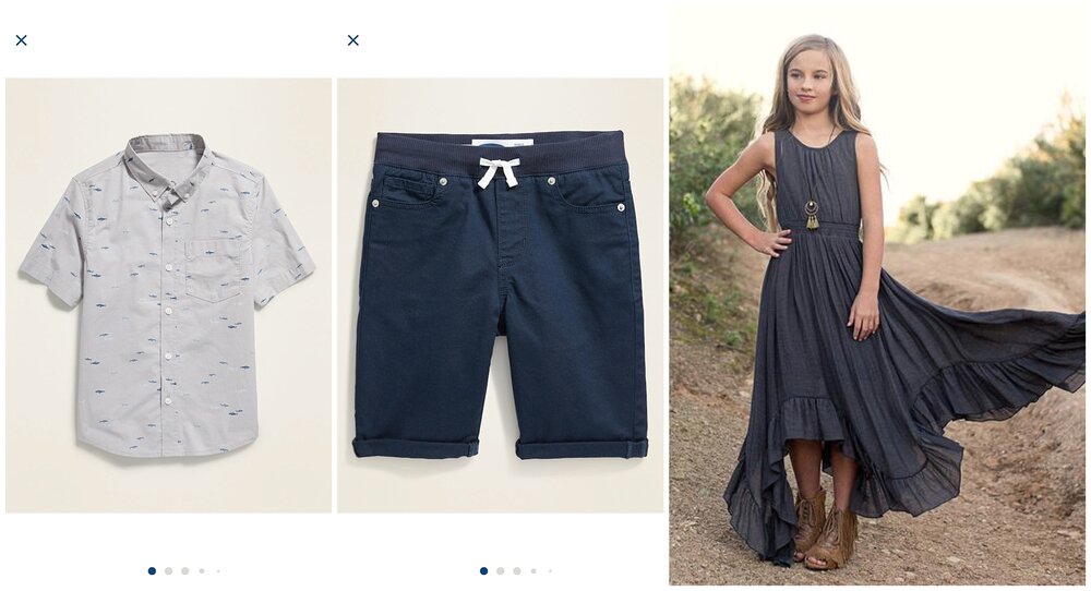  Boy’s Shirt:  Old Navy  Shorts:  Old Navy  Dress:  Joyfolie  