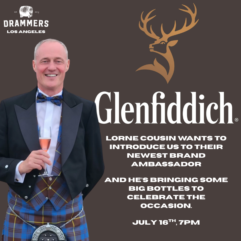 16 July 2025 Los Angeles Glenfiddich Lorne Cousin Drammers Whiskey and Spirits Club Bourbon Rye DRINQY Slackjaw.png