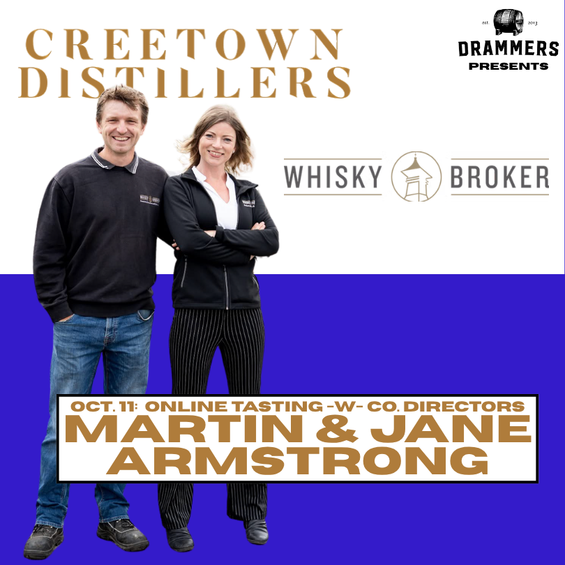 11 Oct 2026 Drammers Online Tasting with Creetown Distillers and Whisky Broker Martin and Jane Armstrong - Drammers Whiskey and Spirits Club Whisky Single Malt Scotch DRINQY Droplet.png (Copy) (Copy)