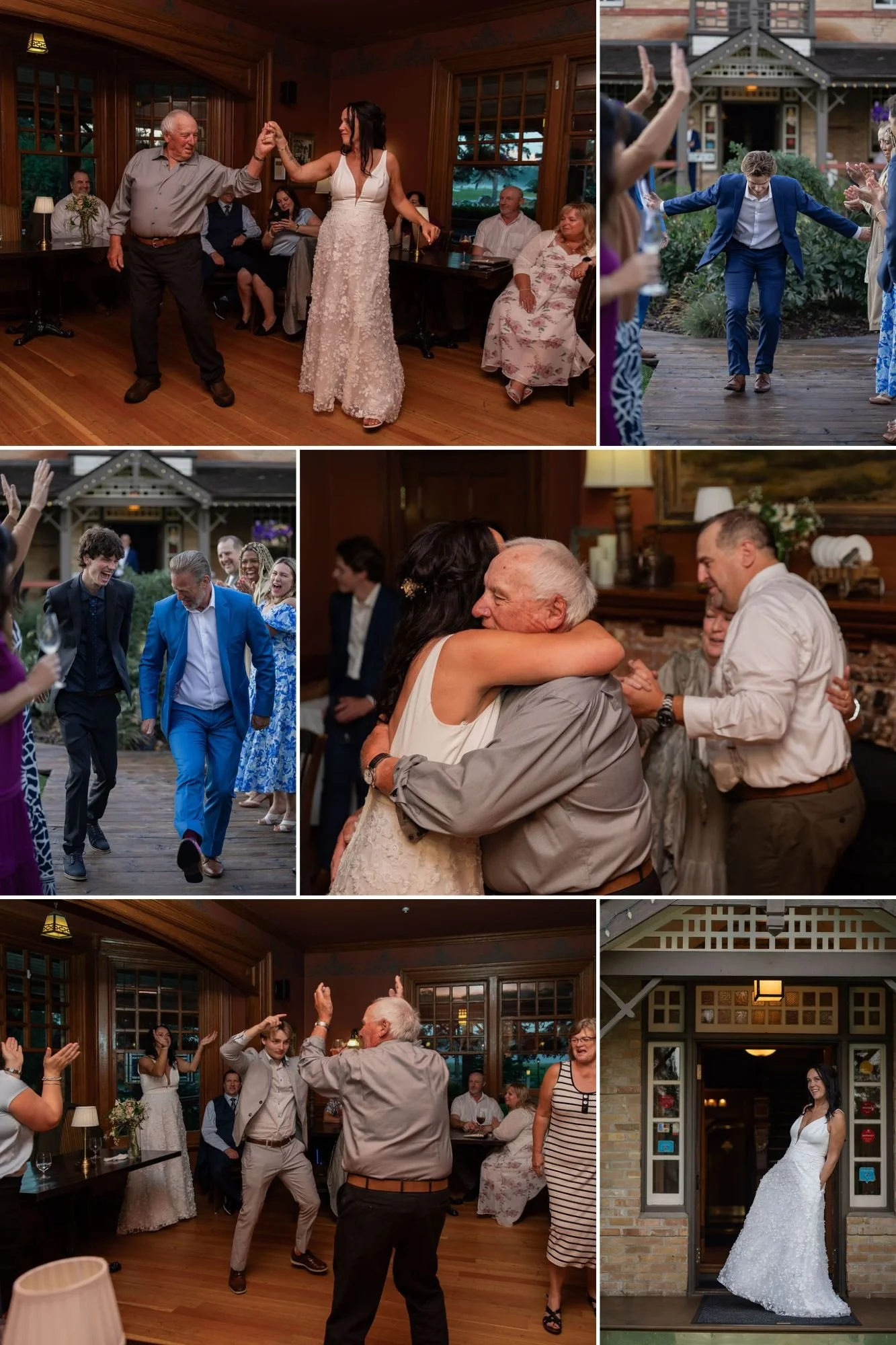 Wedding reception photos featuring dancing and candids at Bow Valley Ranch in Calgary, Alberta