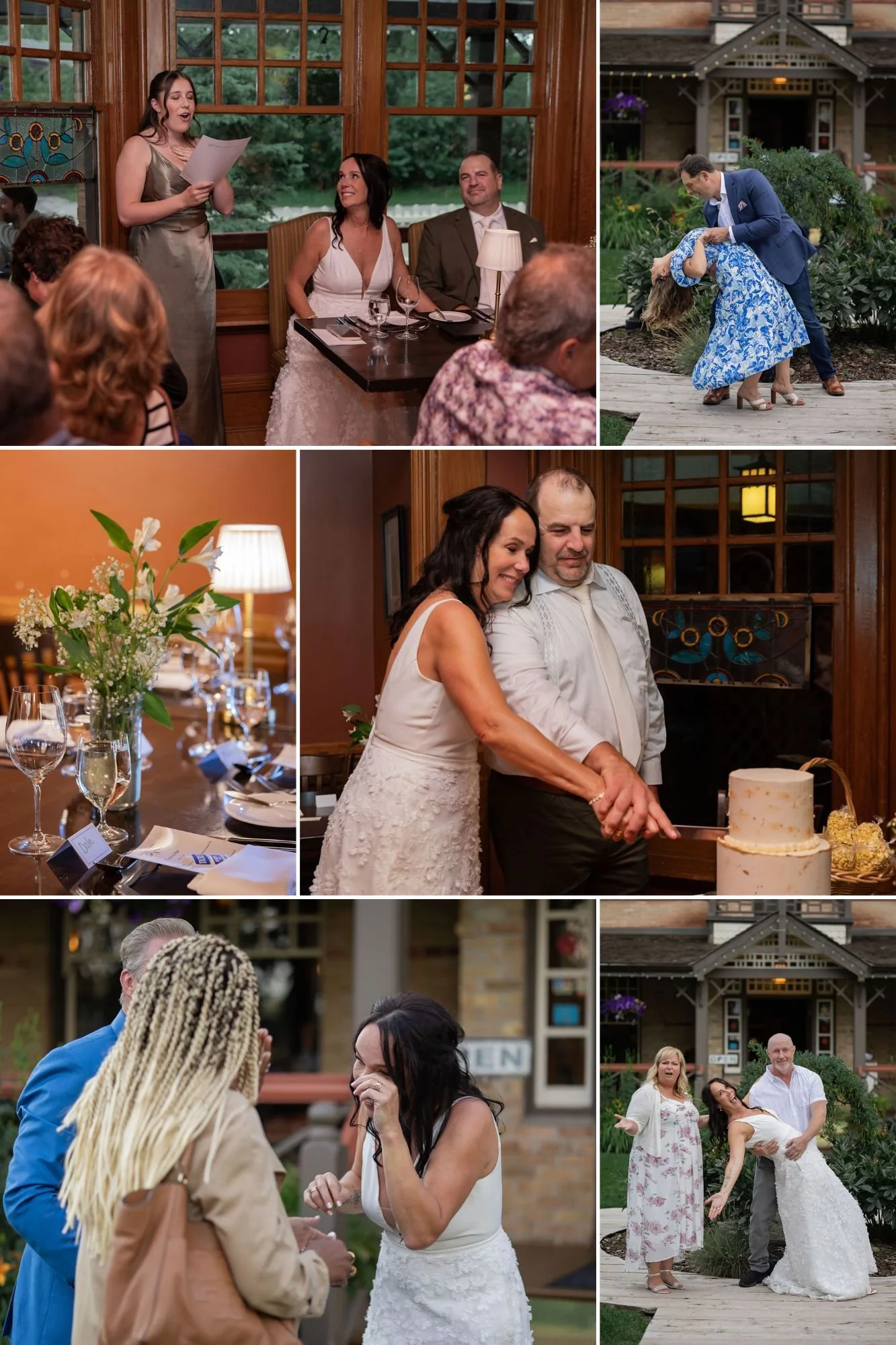 Wedding reception photos featuring dancing and candids at Bow Valley Ranch in Calgary, Alberta