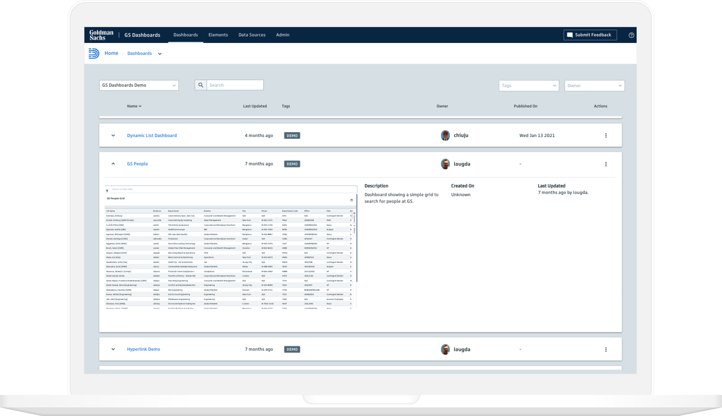 The application provides access to a shared resource library of elements that unlock the potential of the data. 