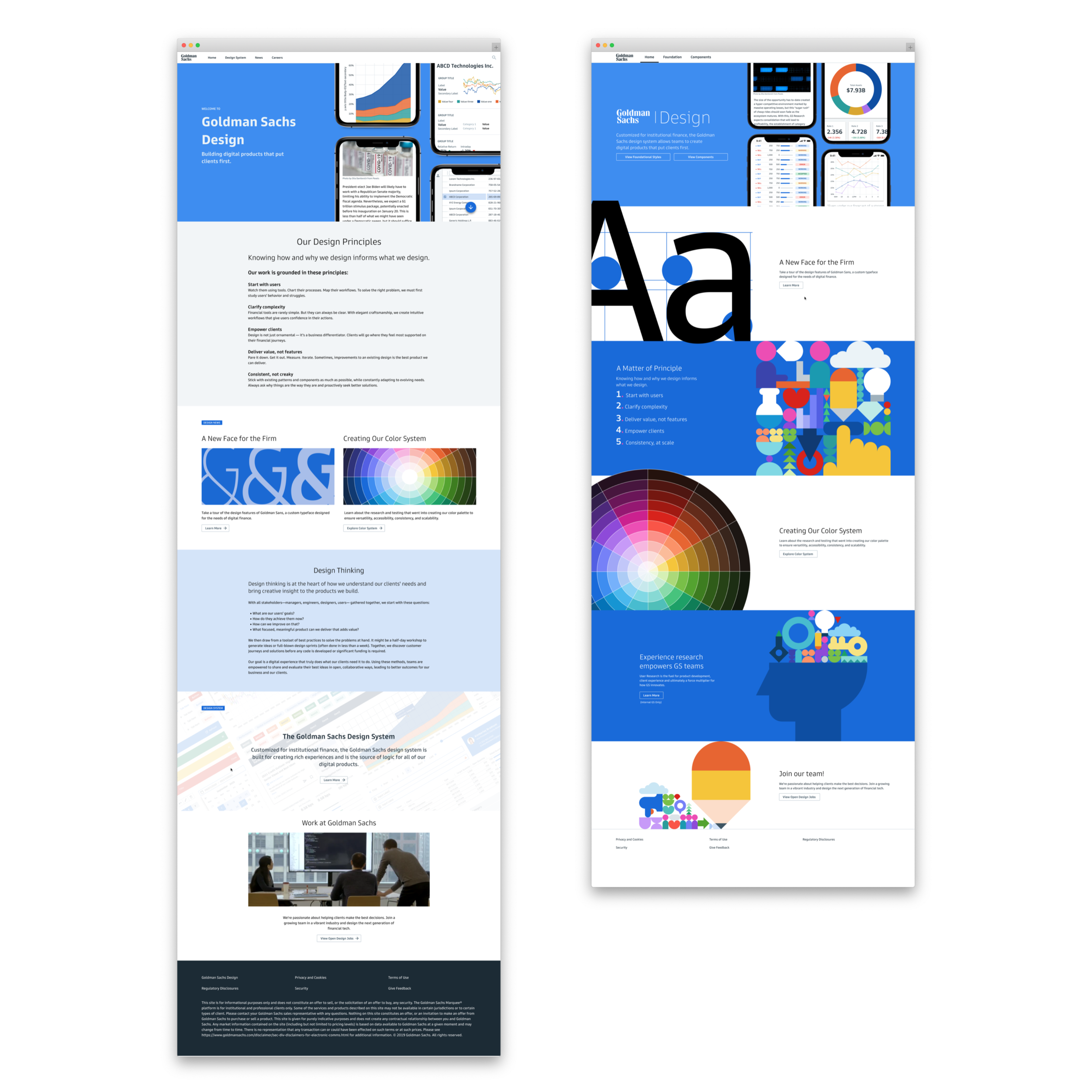 The original homepage (left) was designed in a modular format, making it harder to highlight new content. The redesigned homepage (right) allows designers to feature key topics and makes the page more dynamic.