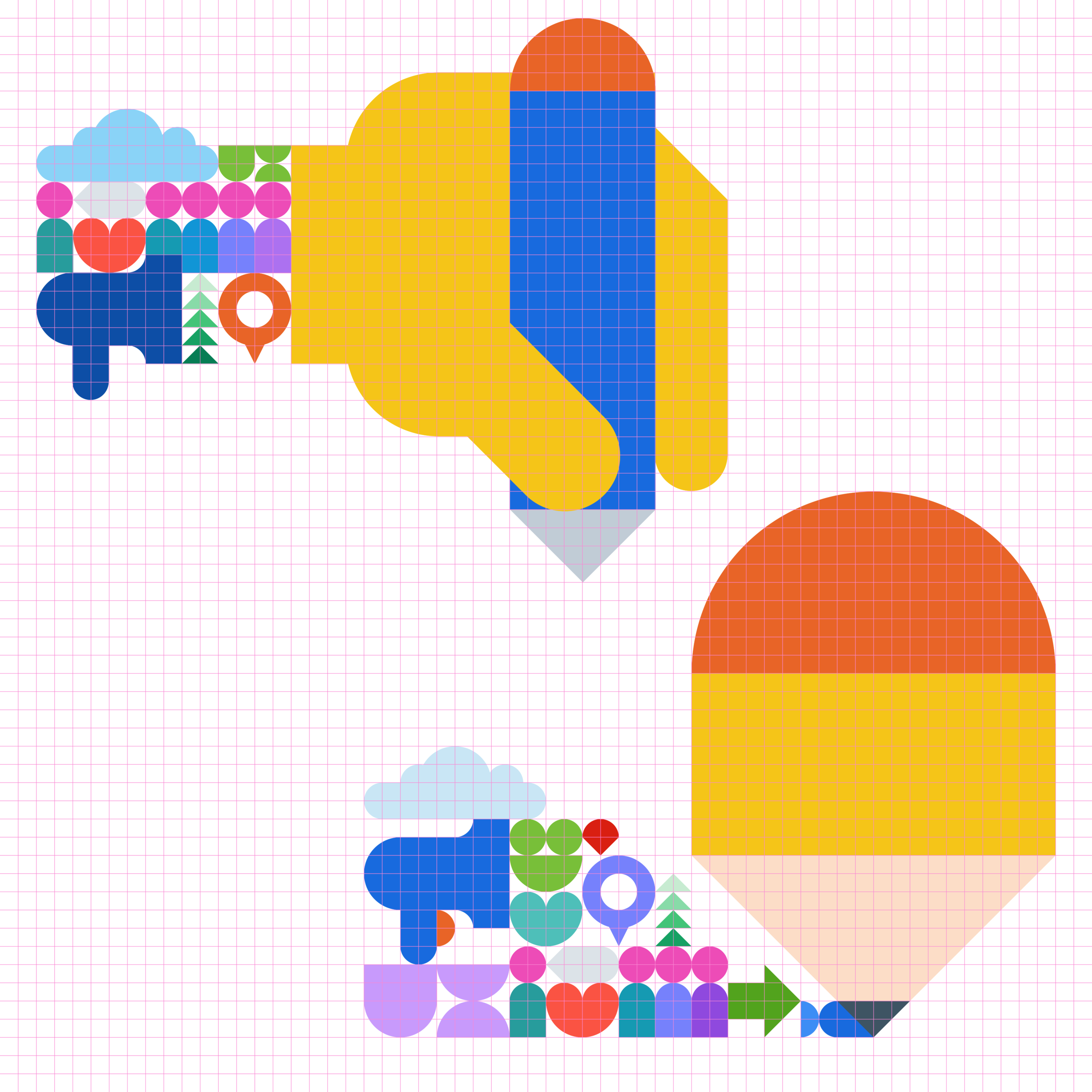 Pictograms can be combined to create hero images for higher-impact moments.