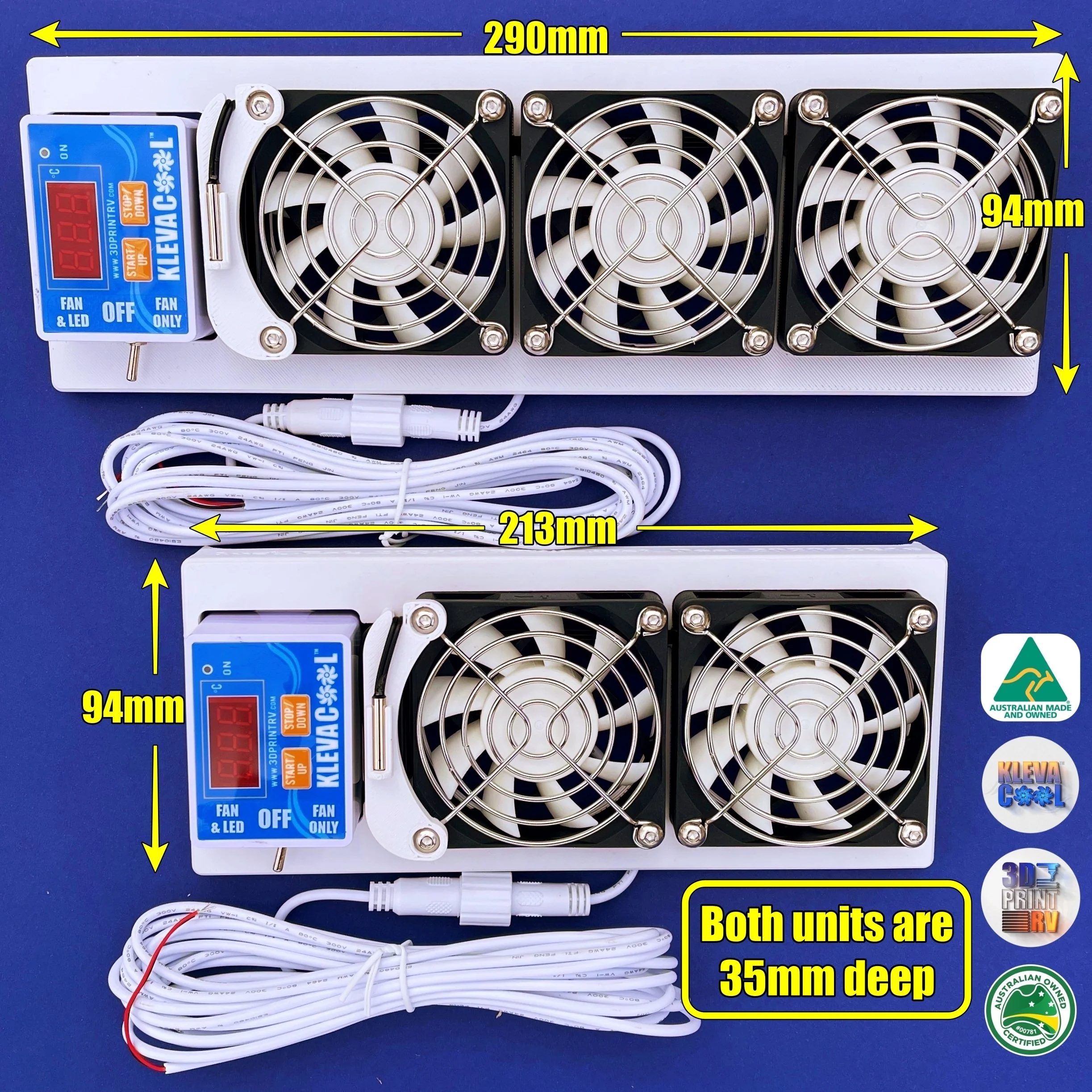 3DprintRV Klevacool Internal Fridge Fan Dimensions