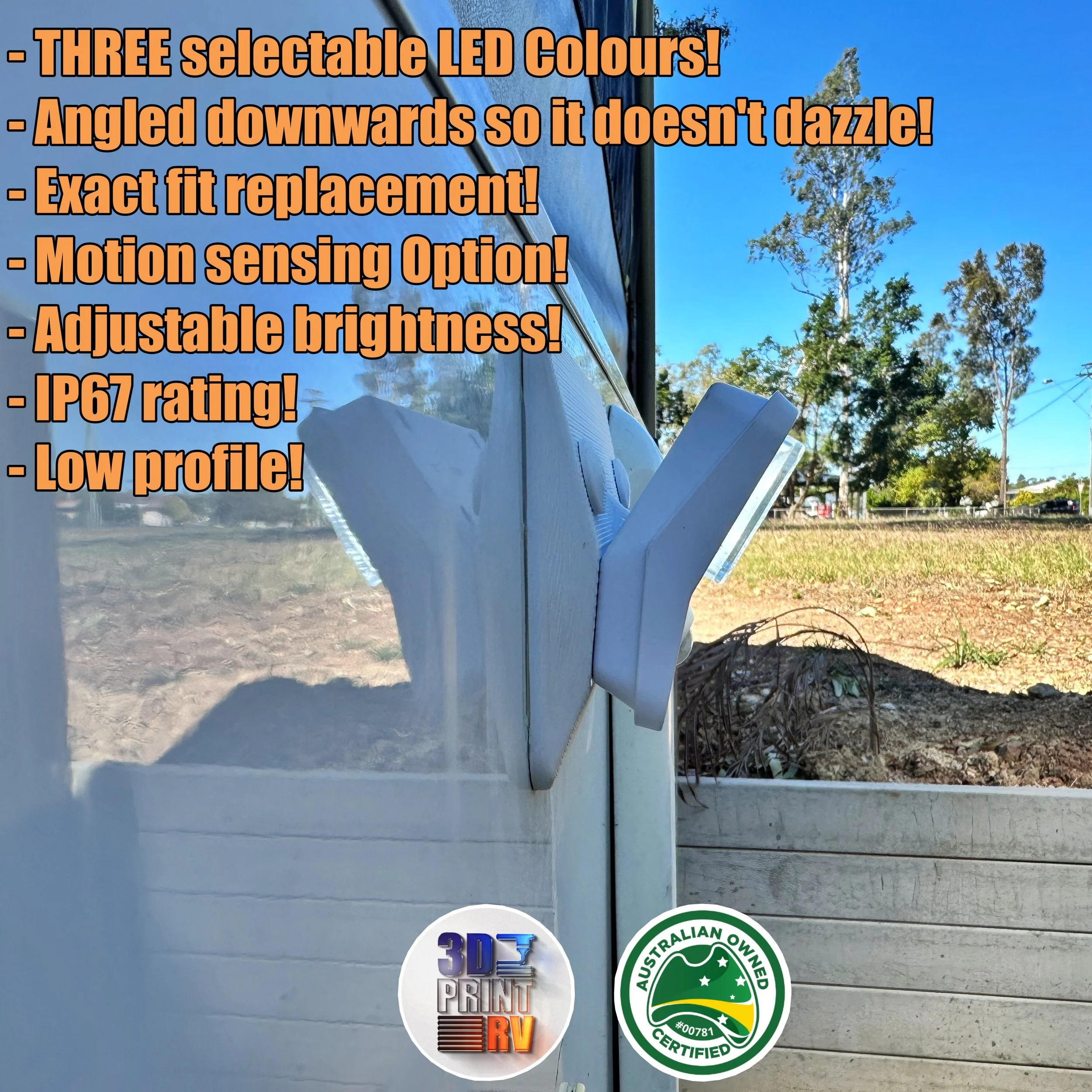 3DprintRV LED Caravan Awning Lamp Side View