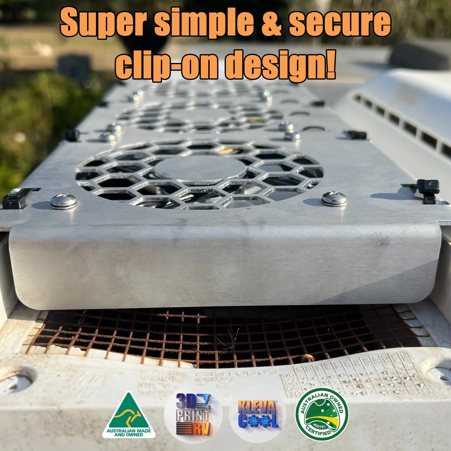 3DprintRV Klevacool Caravan Fridge Fan Mod Kit To Suit DOMETIC Rooftop Vents, Installed
