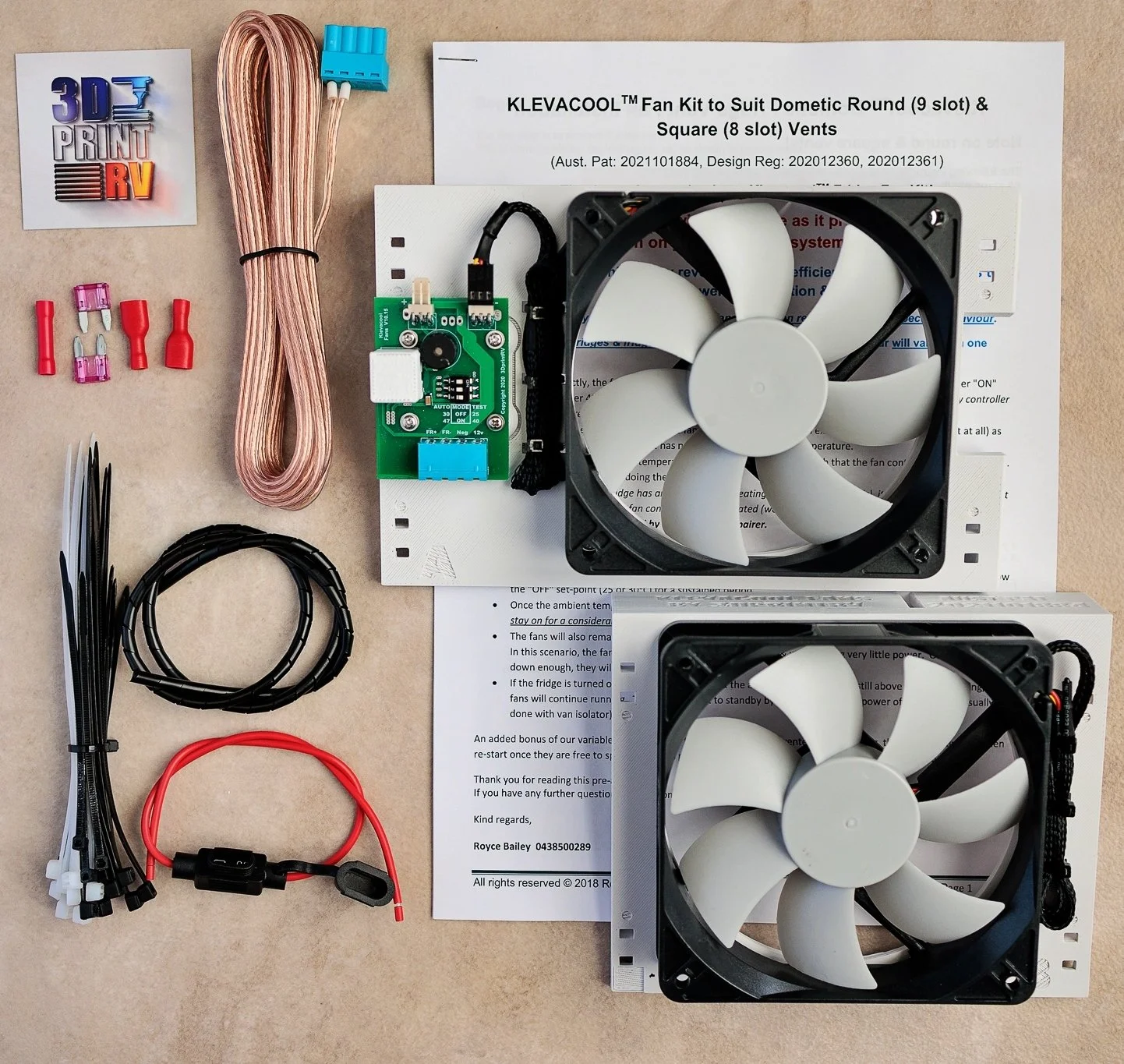 Klevacool™ Caravan Fridge Fan Kit to suit Small Vents — 3DPrintRV