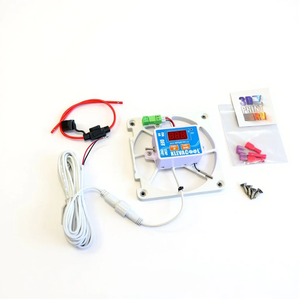 Klevacool Fan Mount Temperature Controller Install Kit Contents