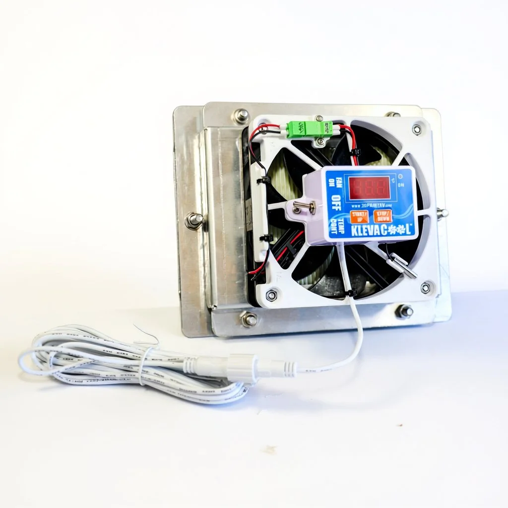 Klevacool Fan Mount Temperature Controller Mounted On A Rogue Canopies Vent