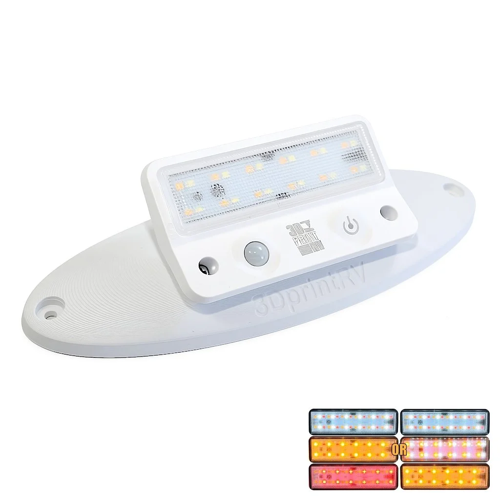 Oval LED Motion Sensing Awning Lamp, Triple Colour, compatible with Campers & other caravans.
