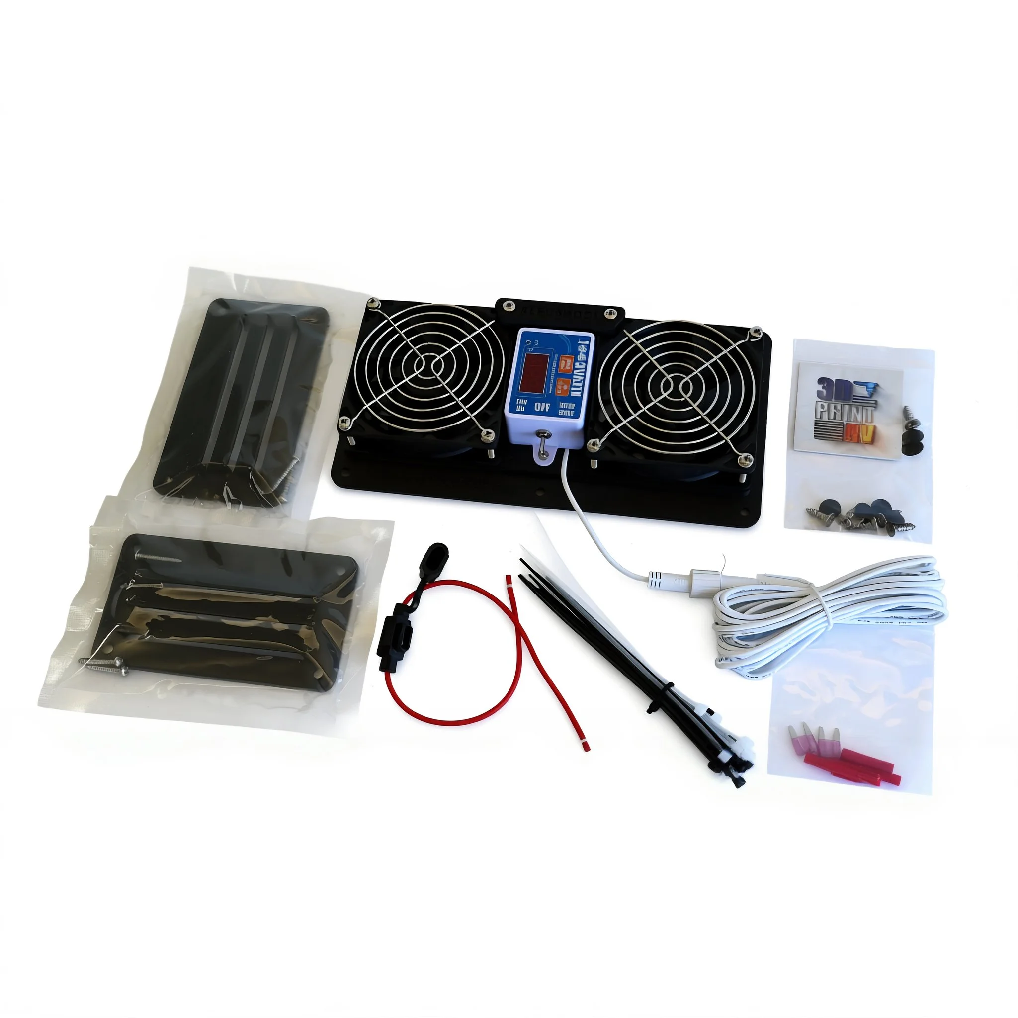 90mm KavityKoola Black Fans Install Kit Contents