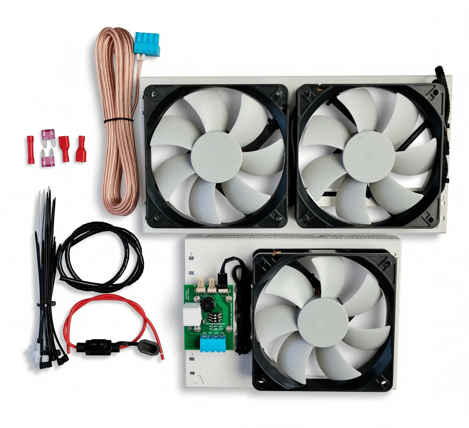Klevacool Fridge Fan Kit Contents Suit Dometic Large vent.jpg