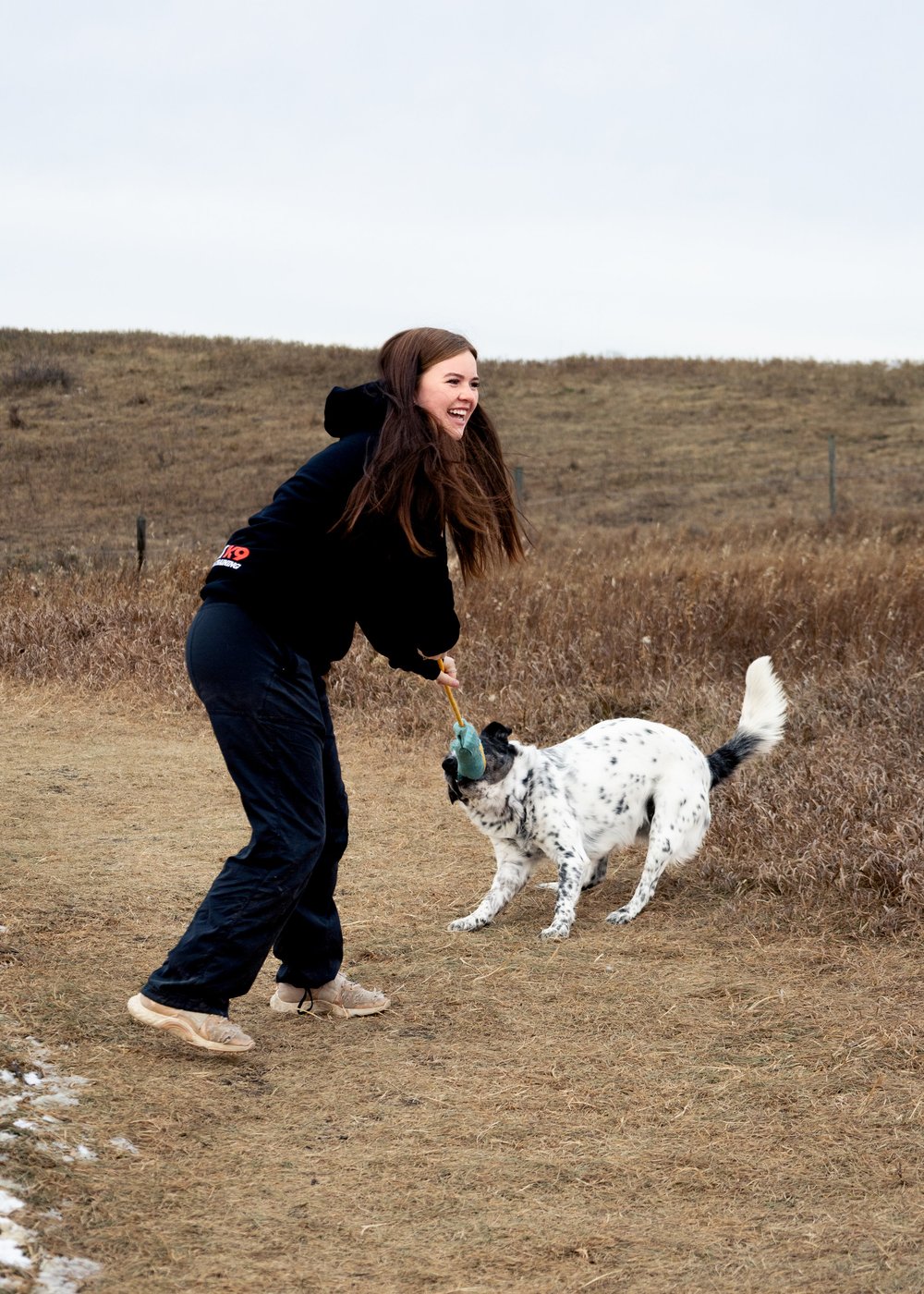 Katelan Virostek with dogs